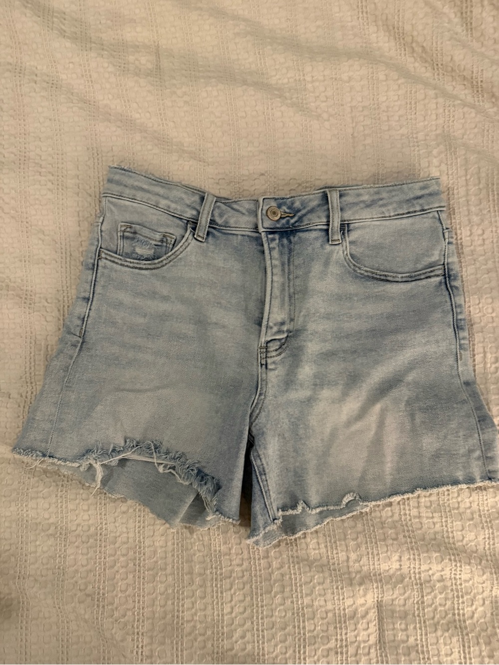Women's Light Blue Distressed Denim Shorts